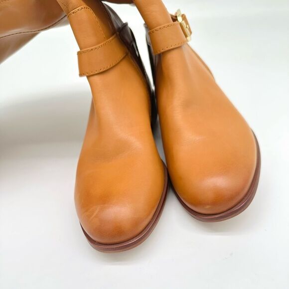 VINCE CAMUTO  Buckle Accent Ovarlym Round Toe Block Heel Leather Riding Boot - Picture 4 of 8